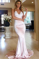 Lace Backless Spaghetti Straps Mermaid Prom Dresses Formal Dresses,